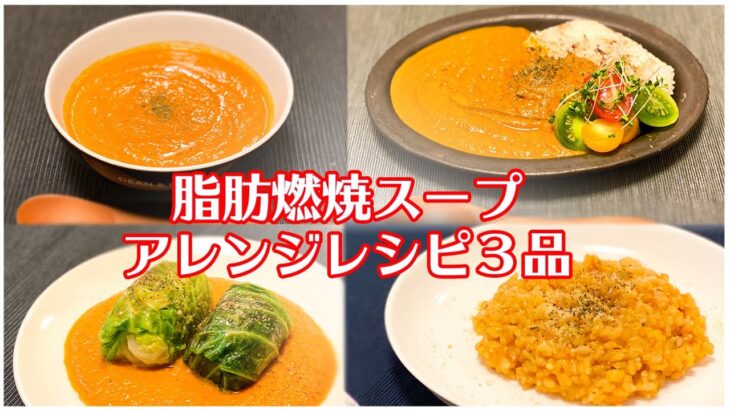 【アレンジレシピ】脂肪燃焼スープで野菜大量摂取！食べやすいアレンジレシピ３品 / ベジタブルカレー / トマトリゾット / ロールキャベツ / 一人暮らし / 料理Vlog【日常】