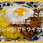 【3品献立】節約、簡単、時短ごはん　電子レンジでドライカレー