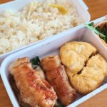 【簡単弁当】たった3品でも大満足な時短弁当　ご飯がすすむ豚ロース肉巻き・レンチン卵焼き・水菜のサラダ　食べごたえも抜群なお弁当作り！【旦那弁当】