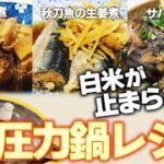 『圧力鍋で！ほっぺた落ちる白飯泥棒3品』箸で掴めないくらいトロトロ豚の角煮・骨まで食べられる秋刀魚の生姜煮・おかわり必死のサバの味噌煮！！たったの30分で出来ちゃう時短レシピ♡