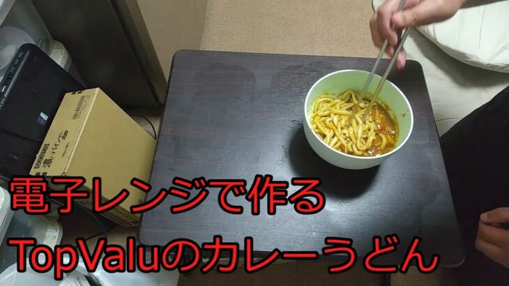 【ゆっくりずぼら飯レシピ】電子レンジで作るTopValuのカレーうどん