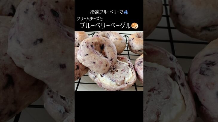 【ブルーベリーとクリームチーズのベーグル🥯】 #ベーグルアレンジ #ベーグル作り方 #ベーグルレシピ　#タマゴ不使用　#ブルーベリーベーグル #冷凍ブルーベリー #クリームチーズ#冷凍フルーツ