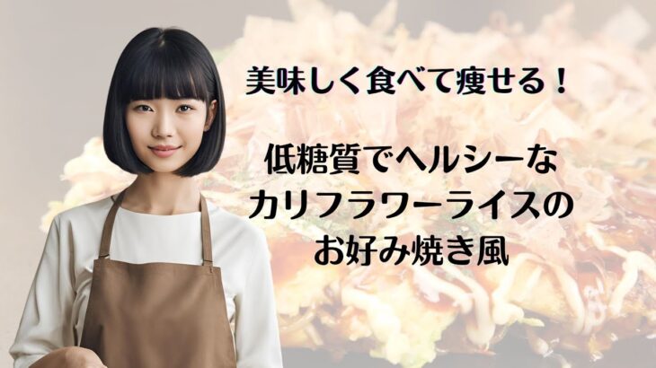 フライパンひとつで簡単に作れる　　　　　低糖質でヘルシーなカリフラワーライスのお好み焼き風